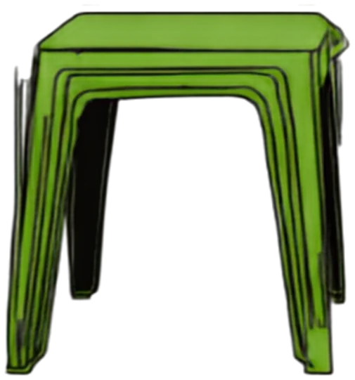 A green plastic stool