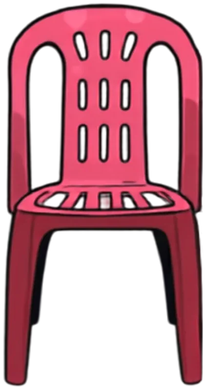 An empty pink monobloc chair
