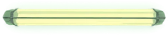 A fluorescent strip light, glowing lime